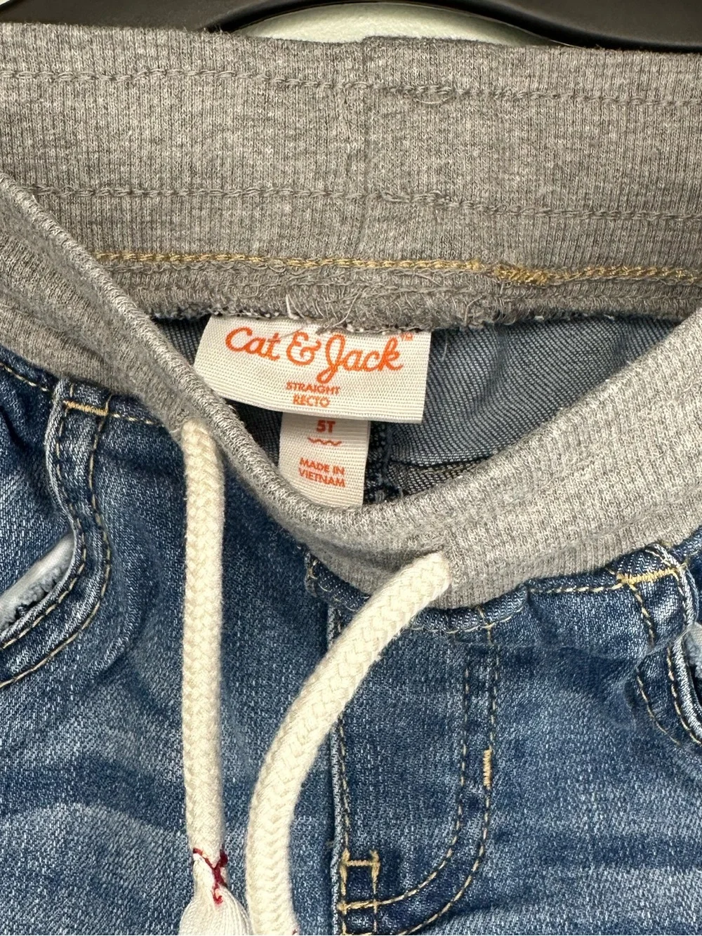 Cat & Jack Kids Knit Waist Pull On Stretch Jeans Denim Blue